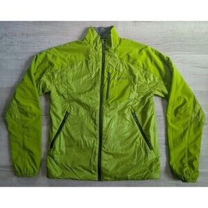Marmot Insulated Nylon Jacket Size S Mens Full Zip Stand Collar Zip Pocket Green
